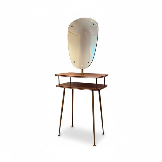 Mid Century Vanity Table – Space Age Dressing Table With Sculptural Mirror & Formica