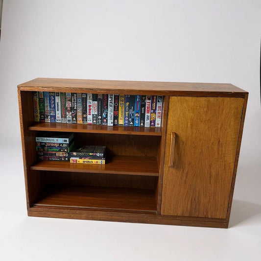 Antique 1940s Oak Bookcase Sideboard Cabinet
