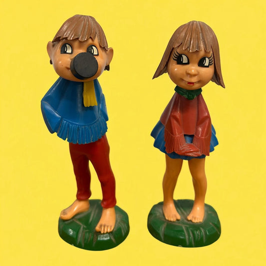 Mid Century West German pair of magneto bobble heads