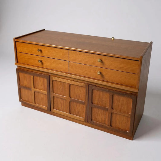 Mid Century Nathan Teak & Oak Brutalist Sideboard