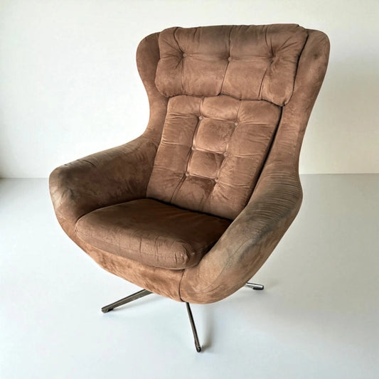 1970s Vono Swivel Egg Chair – Mid Century Modern Original Upholstery, Iconic Space Age Design