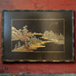 Mid Century Japanese Wood Marquetry Painting