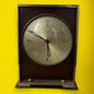 Mid Century Brass and Wood Tempora Table Clock