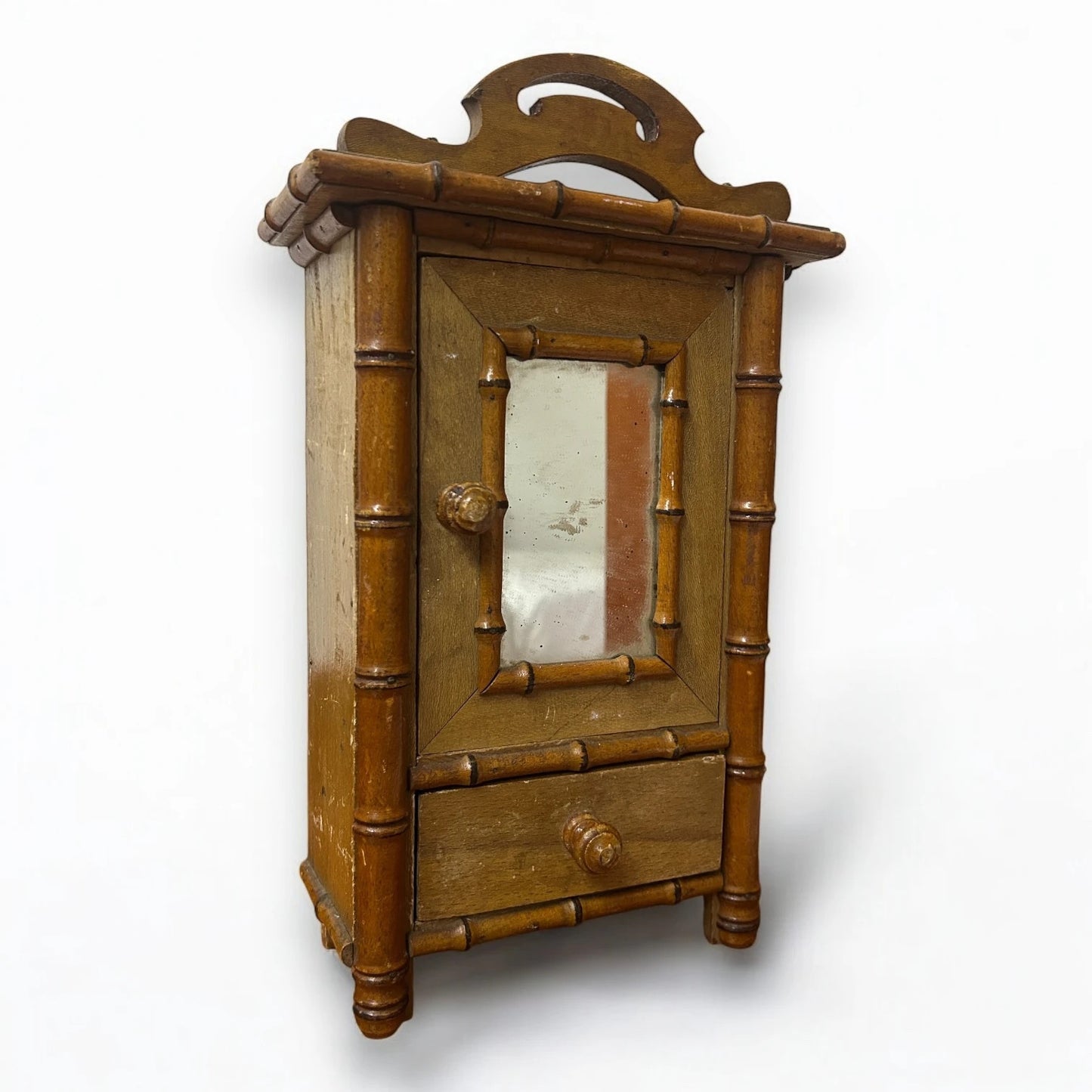Vintage 1930s French Faux Bamboo Cabinet