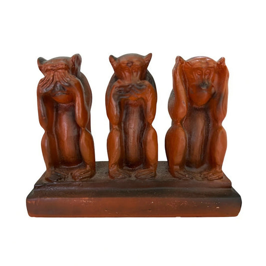 Mid Century Modern Three Wise Monkeys See no Evil Sculpture