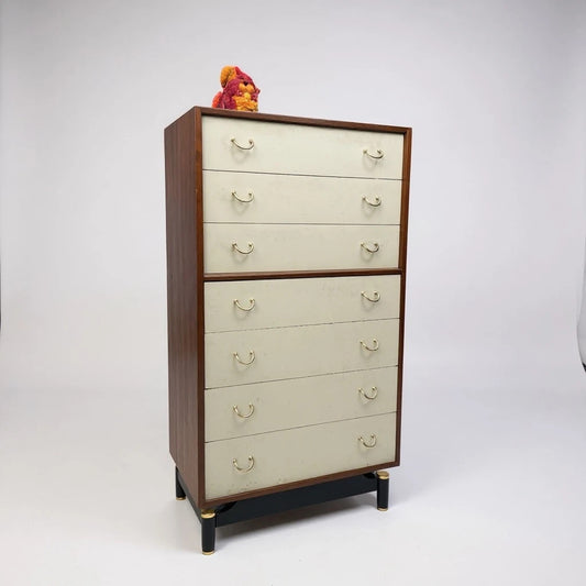 Mid-Century G Plan Librenza Tallboy Chest of Drawers – 6-Drawer Vintage Teak & Cream