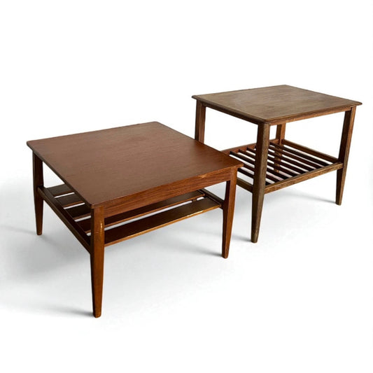 Pair of Vintage Bedside Tables – Mid-Century Mismatched Teak Side Tables