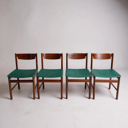 Mid Century Modern Rosewood Veneer Set of Four Dining Chairs