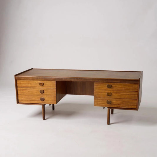 Mid Century Modern White & Newton Teak Desk Sideboard | Vintage 1960s Compact Writing Bureau