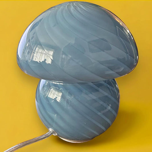 Vintage 1960s Blue Glass Mushroom Murano Lamp