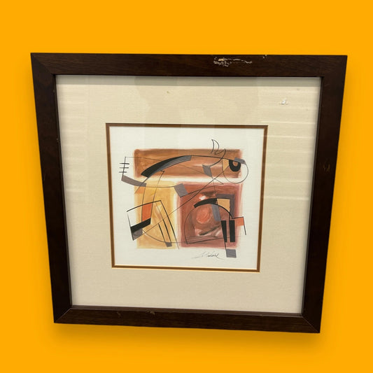 Vintage 1980s Alfred A Gockel Abstract Framed Art Lithograph