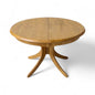 Mid Century Modern Vintage Blonde Wood Extending Pedestal Round Dining Table