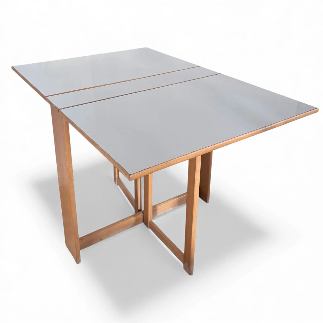 Drop Leaf Dining Table - Vintage Habitat Beech Wood With White Laminate Top