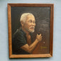 Vintage 1970s Chinese Old Man Art Oil Painting