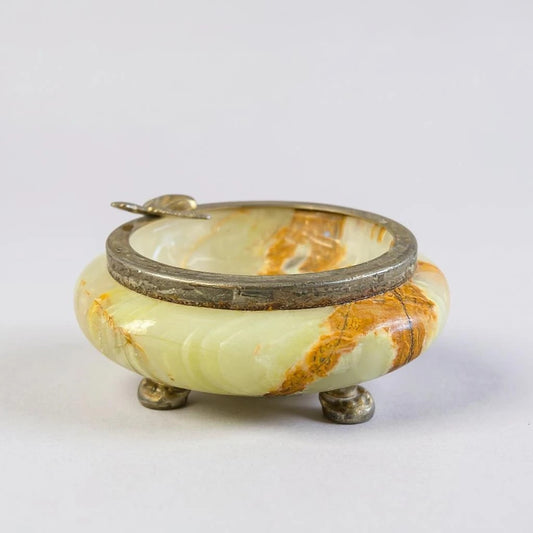 Mid Century Modern Onyx Marble Trinket Dish Ashtray