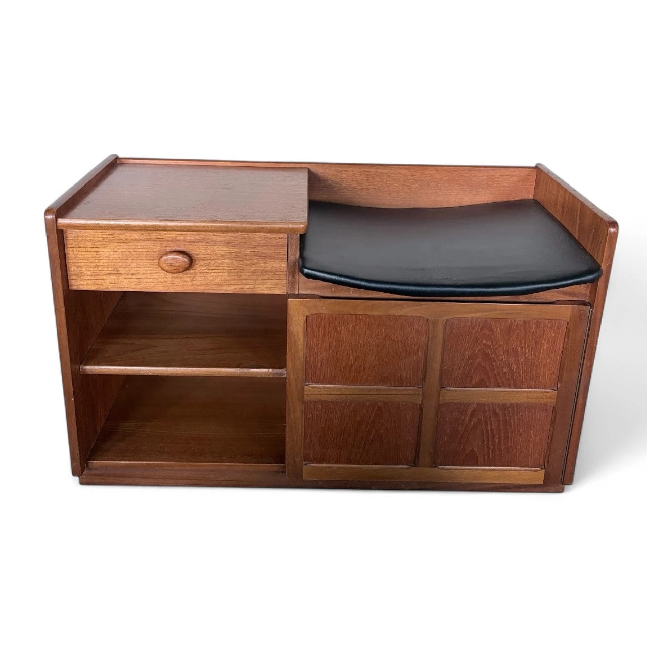 Nathan Mid-Century Teak Telephone Table with Drawer & Seat