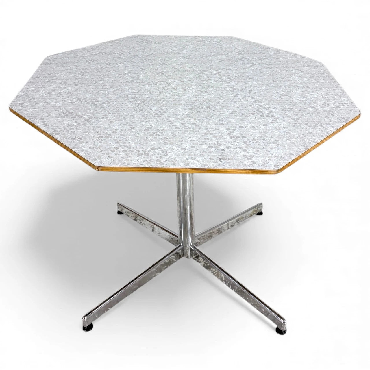 Mid Century Dining Table - Octagonal Formica Kitchen Table with Chrome Base