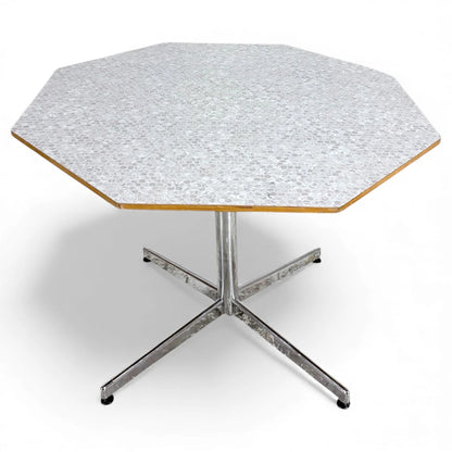 Mid Century Dining Table - Octagonal Formica Kitchen Table with Chrome Base