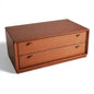 Vintage German Teak Veneer Low Chest of Drawers – Mid-Century Modern 2-Drawer Cabinet