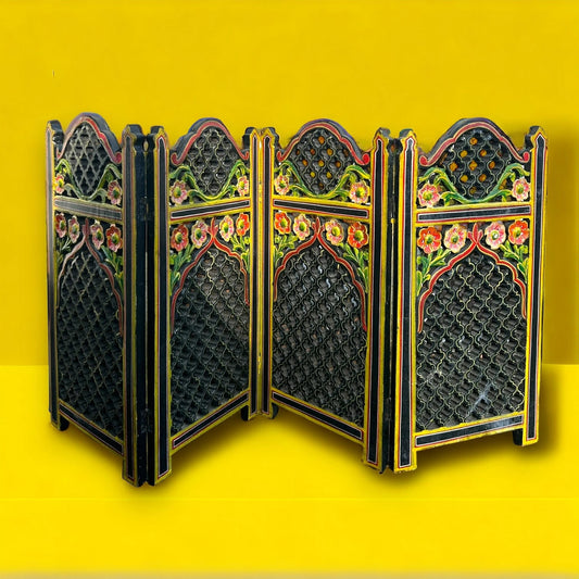 Vintage 1960s Indian Hand Painted Mini Screen Divider