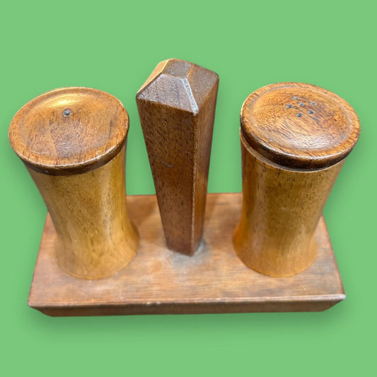 Mid Century Teak Salt and Pepper Cruet Set