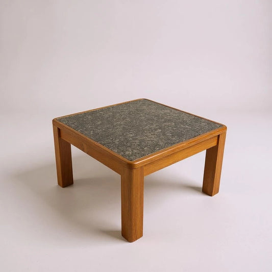 Mid Century Danish Teak & Granite Coffee Table | Brutalist Design