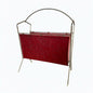 Mid-Century Modern Leather and Brass Italian Magazine Rack Vintage Storage