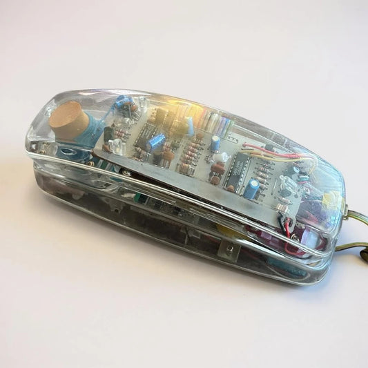 Vintage 1980s Clear Light-Up Telephone – Transparent Corded Landline Phone – Retro Neon Tech Decor