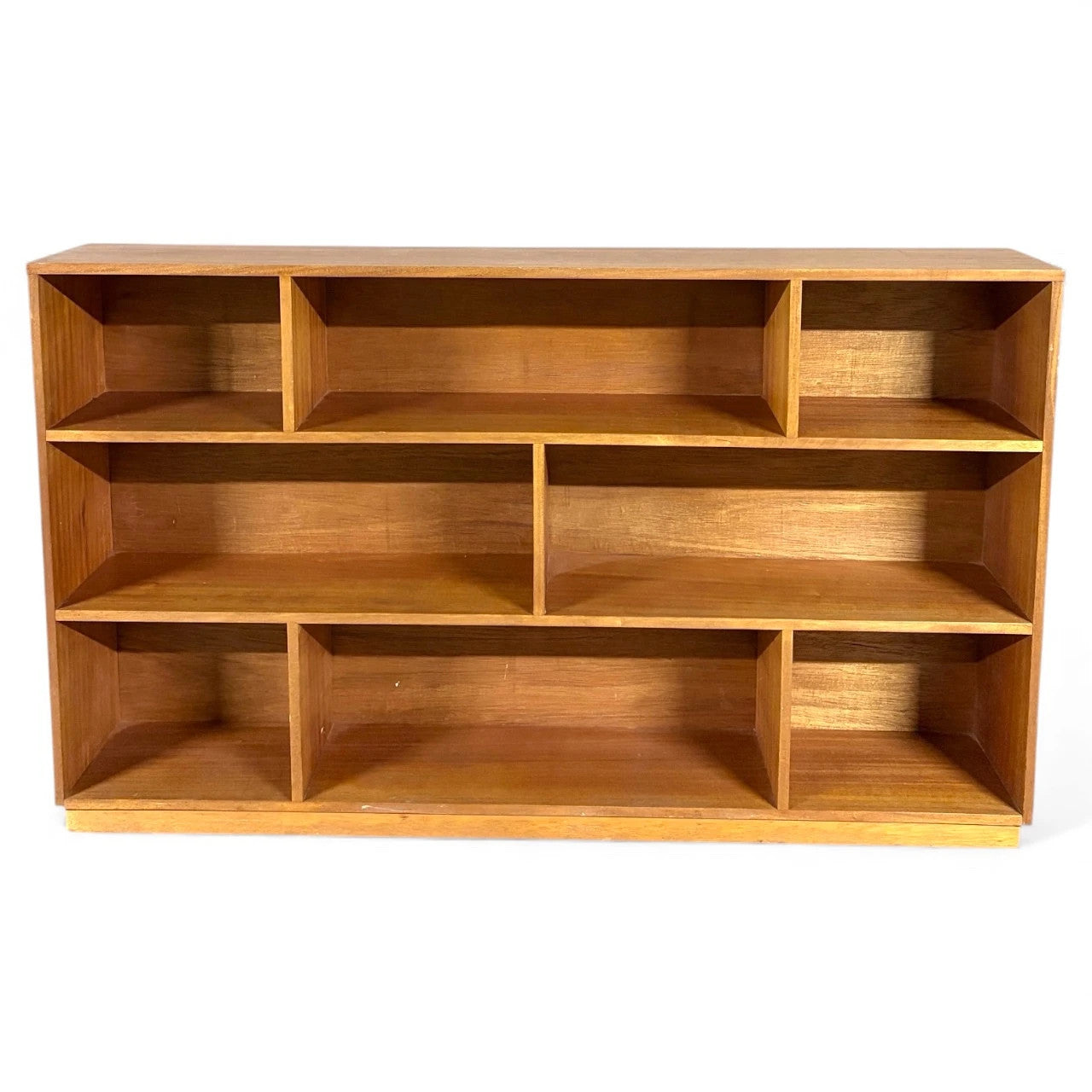 Mid Century Teak Bookcase – Danish Horizontal Shelf With Open Compartments