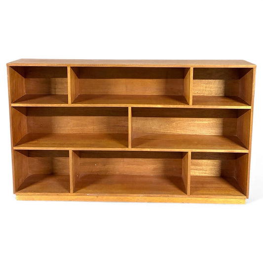 Mid Century Teak Bookcase – Danish Horizontal Shelf With Open Compartments