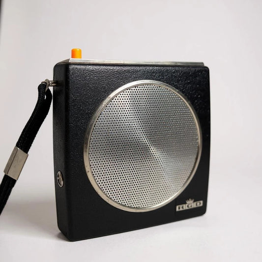 Vintage Black RGD Portable Transistor Radio – 1960s Mid Century Modern Design