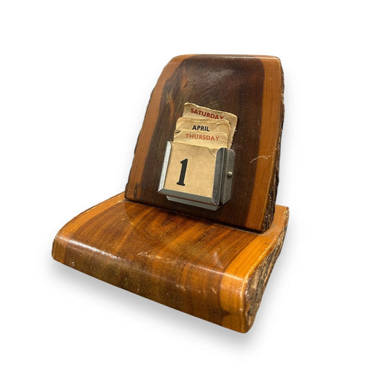 Vintage 1980s Tree Bark Perpetual Calendar