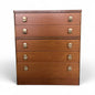 Mid Century Vintage Stag Teak Chest of Drawers with Brass Handles