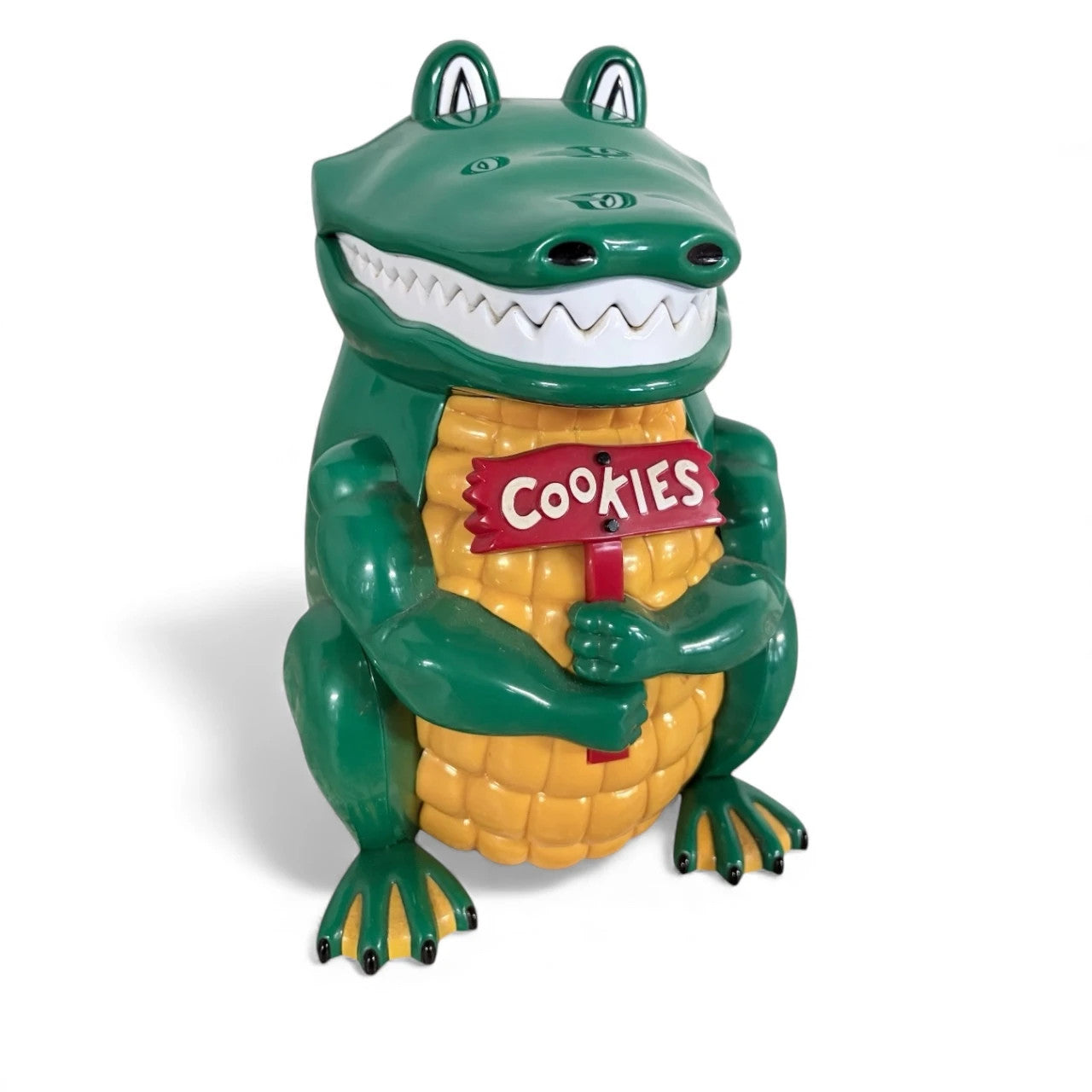 Vintage Crocodile Cookie Jar – Retro Green Alligator Kitchen Canister