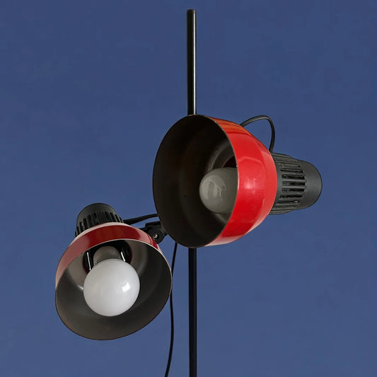 Mid Century Red and Black Floor Lamp