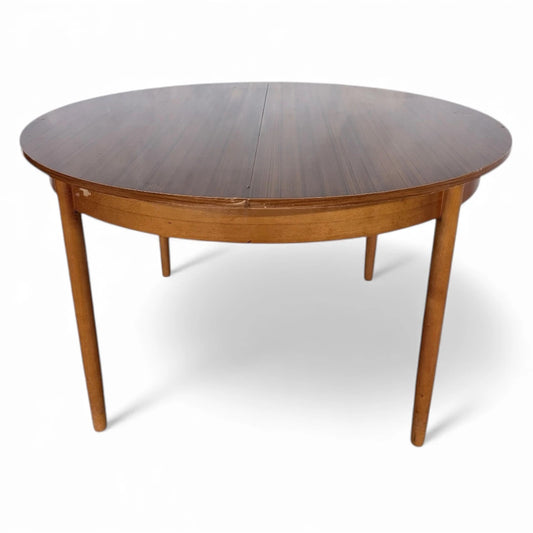 Mid-Century Teak Formica Extending Dining Table – Round to Oval