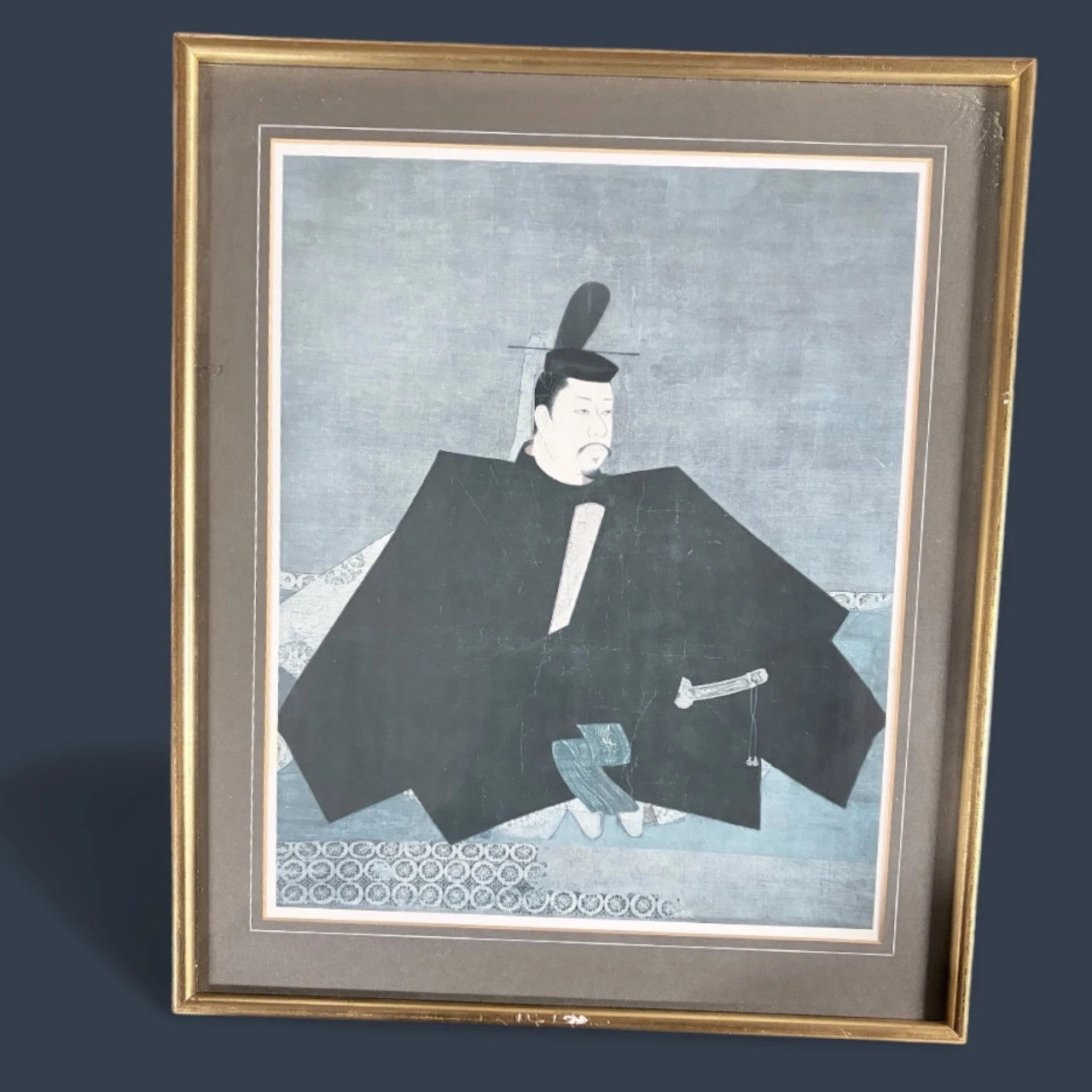 Vintage Japanese Art Print – First Shogun Portrait | Framed Gold-Toned Wall Art
