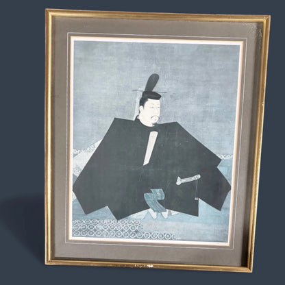 Vintage Japanese Art Print – First Shogun Portrait | Framed Gold-Toned Wall Art