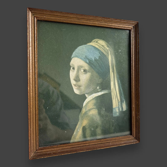 Mid-Century Girl With a Pearl Earring Framed Print