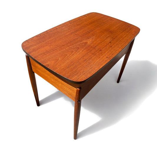 Mid Century Atomic Teak Sewing Table