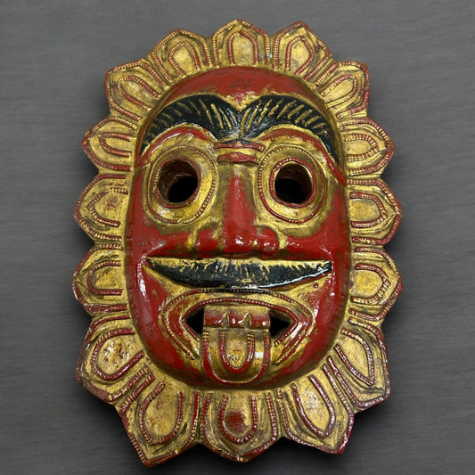 Vintage 1960s Carved Wood Demon Decorative Wall Mask