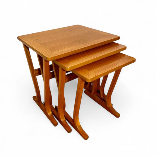 Nathan Teak Nest of 3 Tables | Mid-Century Modern Vintage Nesting Coffee Tables
