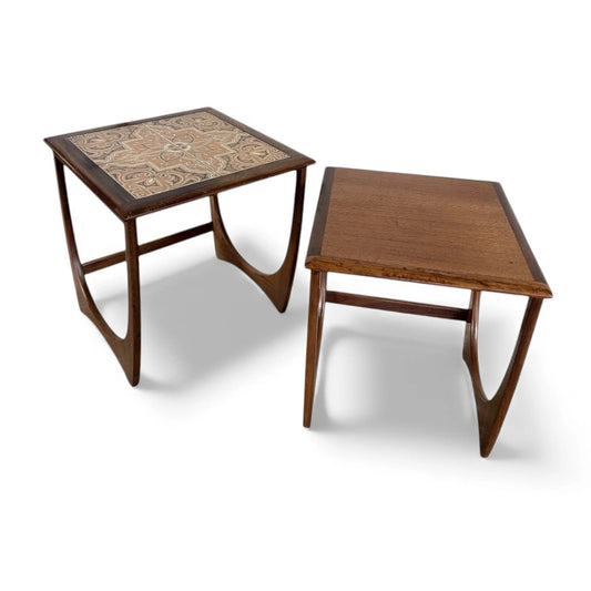 G Plan Fresco Nest of Tables – Mid-Century Teak Side Tables with Tile Inlay