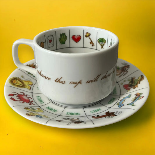 Vintage 1960s Fortune Telling Zodiac Cup and Saucer Set