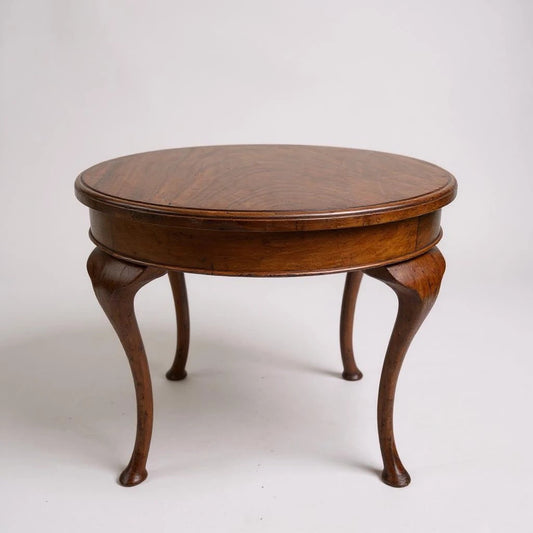 Mid Century Modern Teak Round Coffee Table – Sculptural Danish Style with Rich Wood Grain
