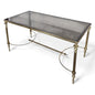 Vintage Brass and Smoked Glass Coffee Table – Hollywood Regency Rectangular Table Mid-Century