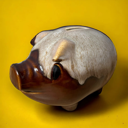 Mid Century Glazed Ceramic Piggy Bank