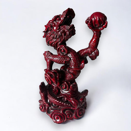 Vintage 1980s Dark Red Resin Chinese Dragon