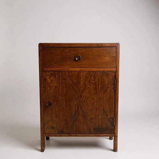 Vintage CC41 Art Deco Walnut Bedside Cabinet