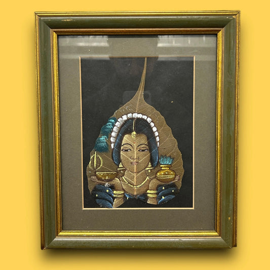 Vintage Indian Art Leaf Painting Frame